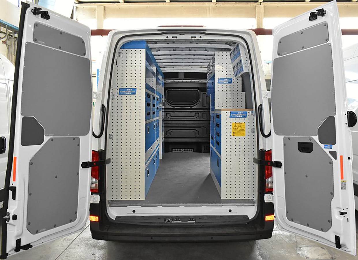 01 allestimento completo per furgone Man Tge L4H3 realizzato da syncro system Trentino